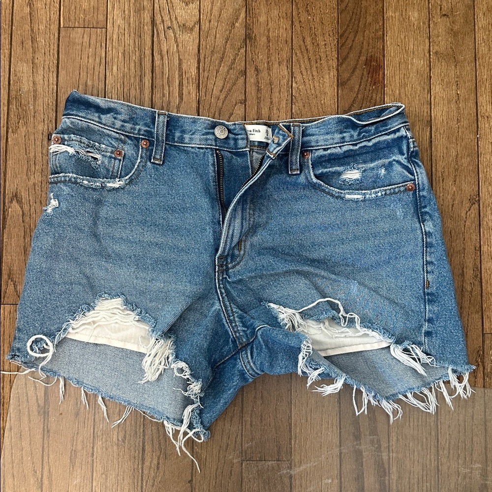 Abercrombie & Fitch Boyfriend Mid-Rise Denim Shorts
